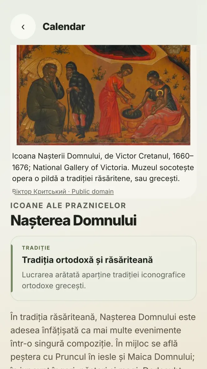 Icoana zilei în aplicația Pist