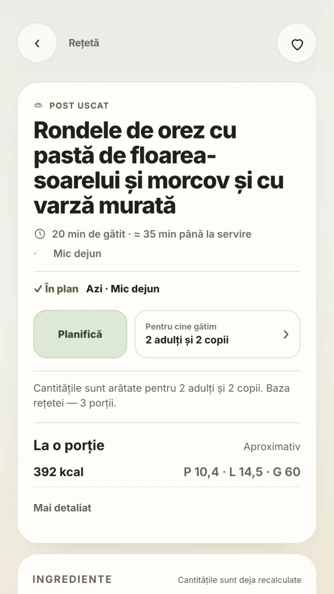 Cantități pentru familia ta